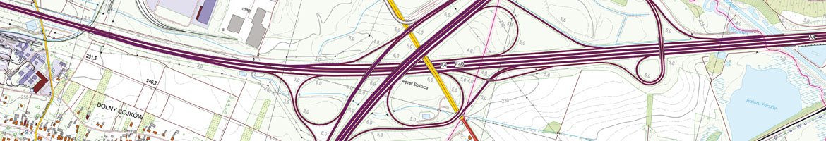 Mapa topograficzna - Węzeł autostradowy
